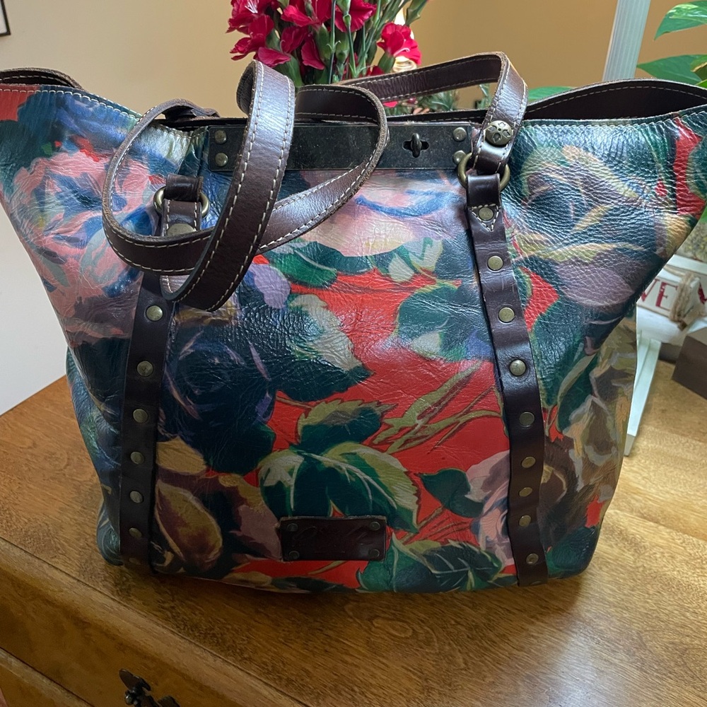 Patricia Nash Red and Green Artistic Tote Bag